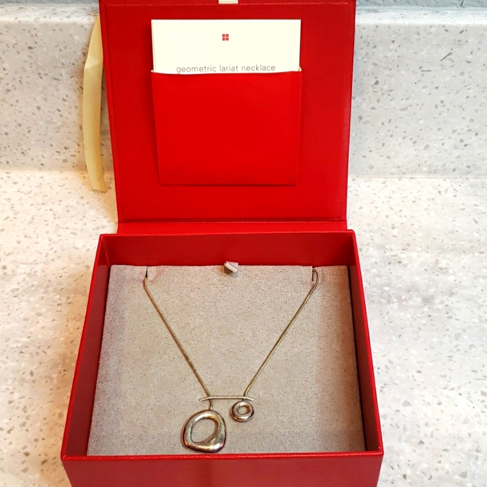 Red Envelope Geometric Lariat Necklace in 925 Silver with Signature Gift…